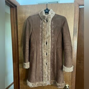 ESPRIT size medium faux suede and faux fur winter coat